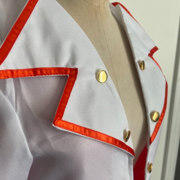 White and Red Long Military Uniform Style Cosplay Coat - Picture 3 of 11